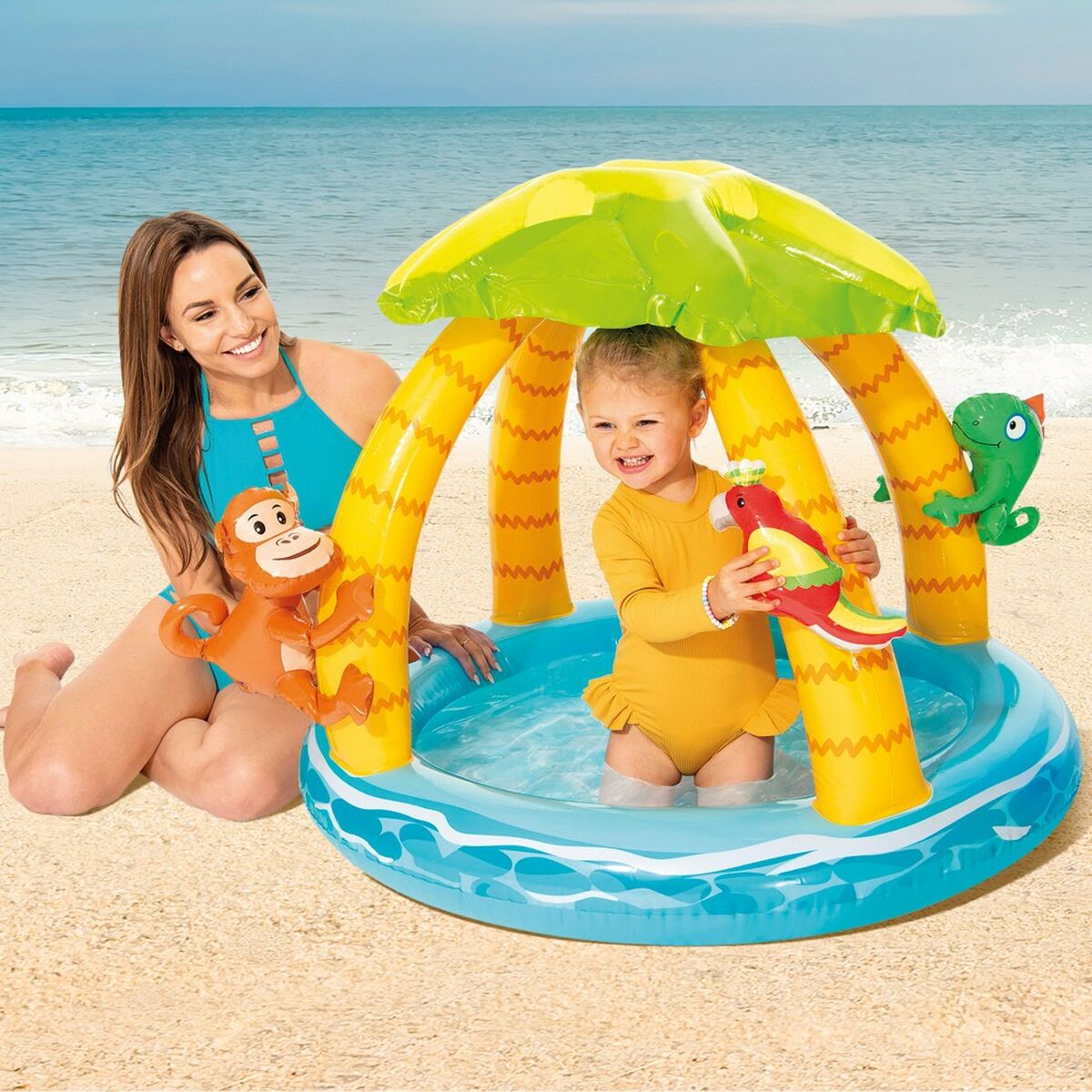 Inflatable Paddling Pool for Children Intex Island animals 45 L 102 x 89 x 102 cm (6 Units)