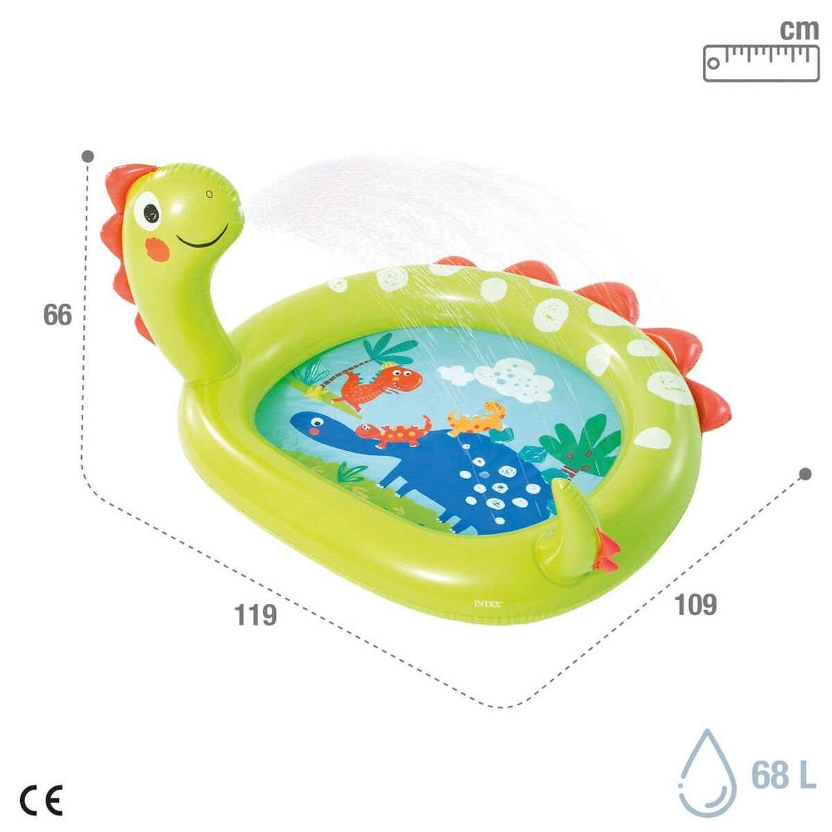 Inflatable Paddling Pool for Children Intex Green Dinosaur 119 x 66 x 109 cm (6 Units)