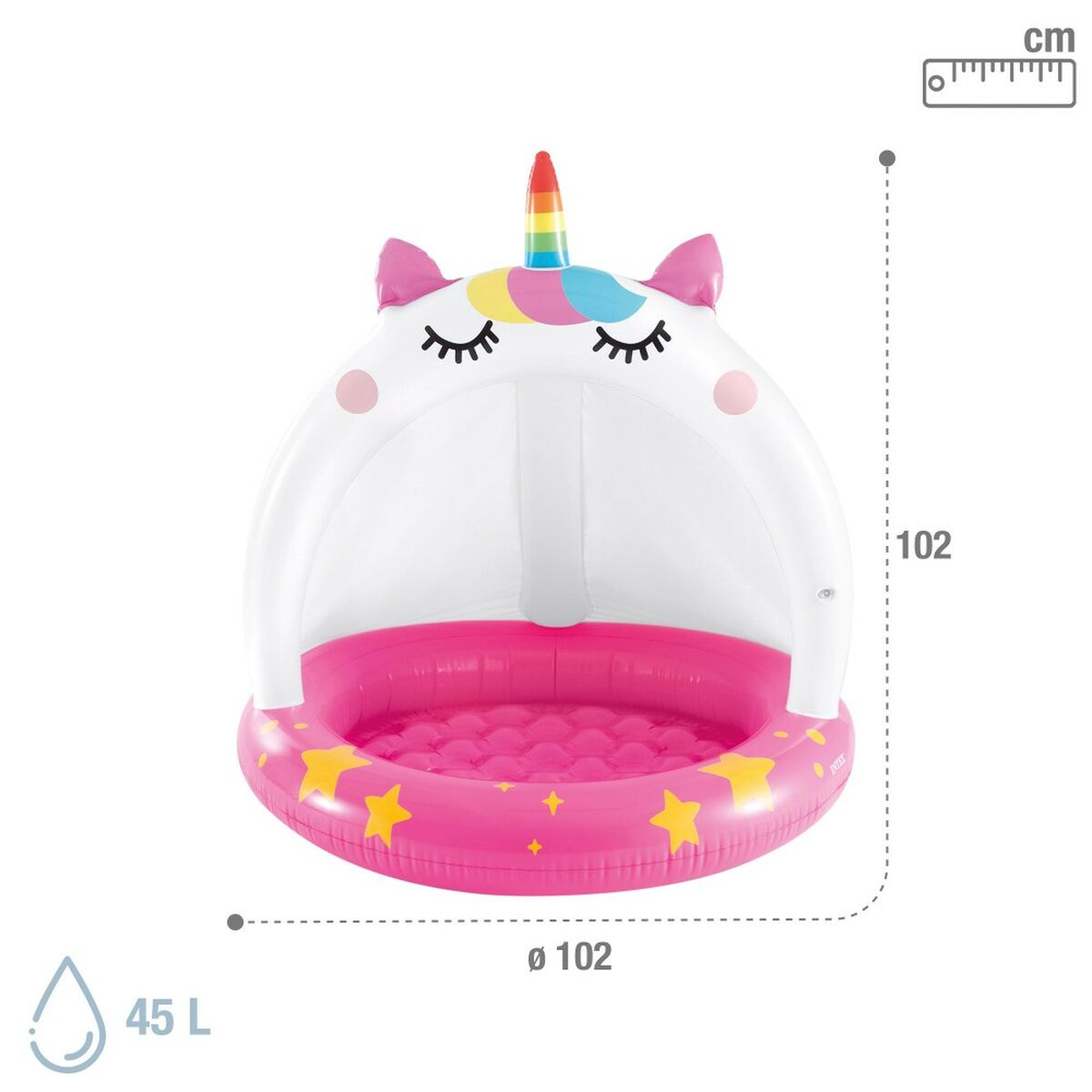 Inflatable Paddling Pool for Children Intex Cat Unicorn 101 x 102 x 102 cm (6 Units)
