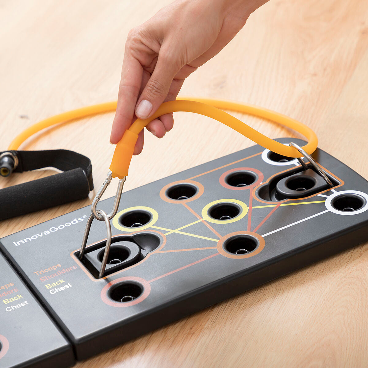 Push-Up Board with Resistance Bands and Exercise Guide Pulsher InnovaGoods