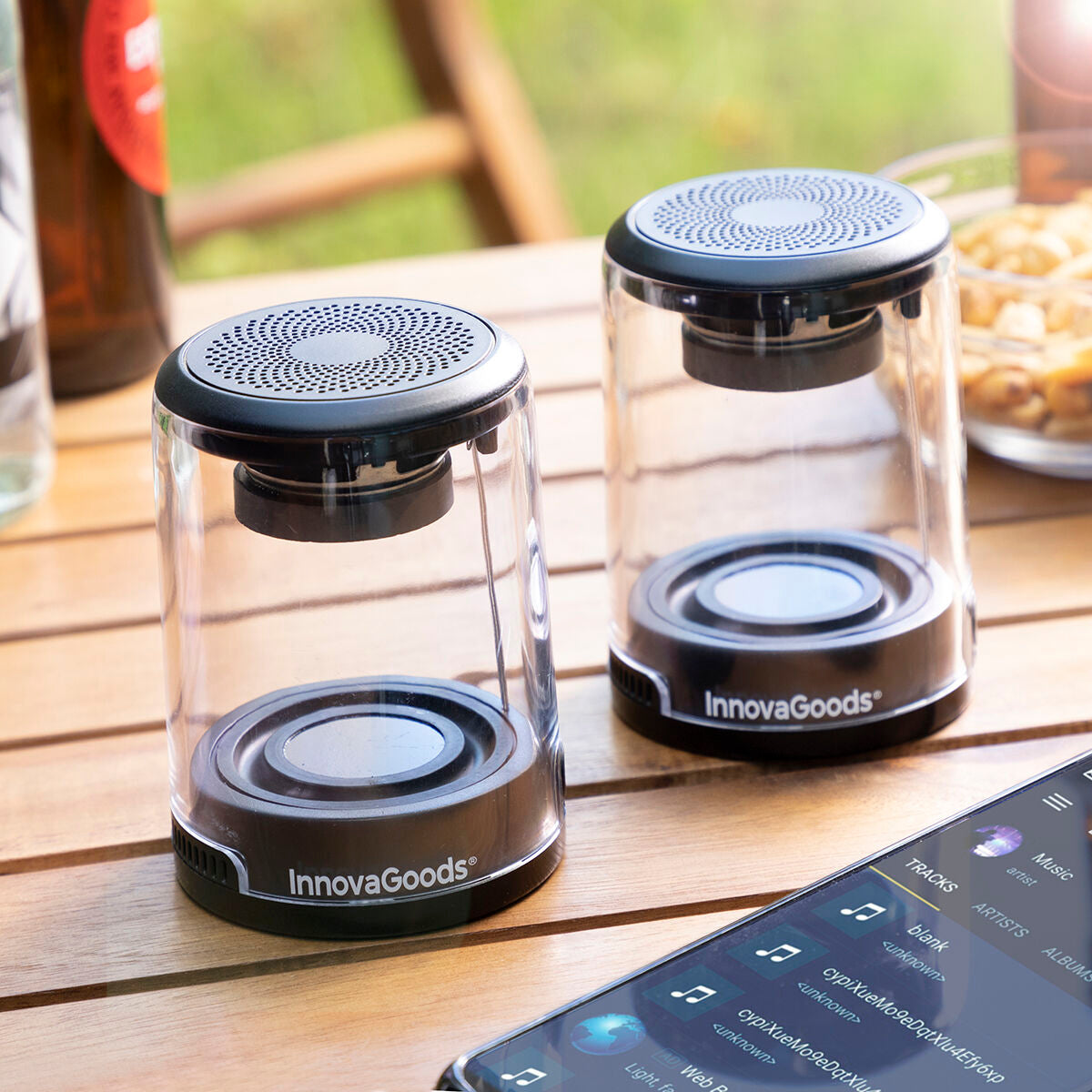 Haut-parleurs Magnétiques Rechargeables sans Fil Waveker InnovaGoods Pack de 2 unités